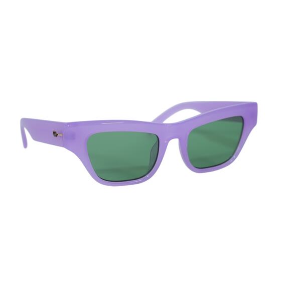 Le Specs HANKERING Cat Eye Rectangle Sunglasses - Purple / Emerald - NWT - Picture 4 of 9